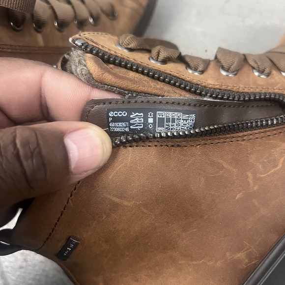 ECCO Women's Brown Leather High Top Sneakers Boots Zip Lace Comfort EU 38 US 7 - Picture 9 of 10